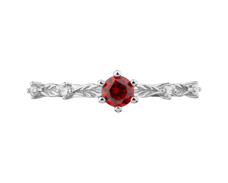 Rhodium Plated Silver Ring with Cubic Zirconia