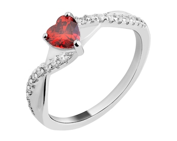 Rhodium Plated Silver Ring with Cubic Zirconia