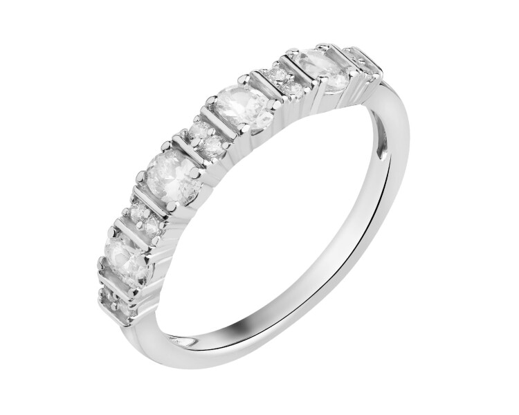 Rhodium Plated Silver Band Ring with Cubic Zirconia