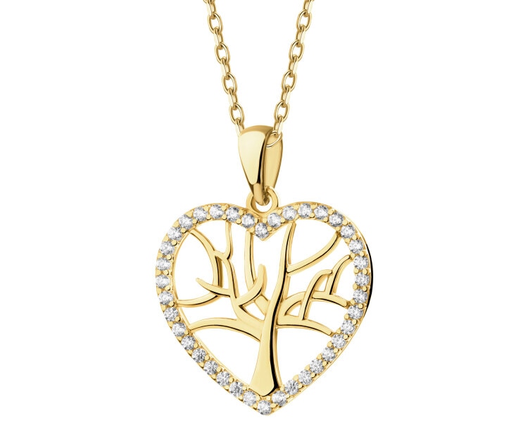 8 K Yellow Gold Pendant with Cubic Zirconia