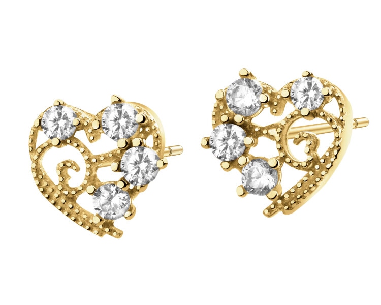 14 K Yellow Gold Earrings with Cubic Zirconia