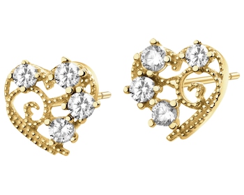 14 K Yellow Gold Earrings with Cubic Zirconia