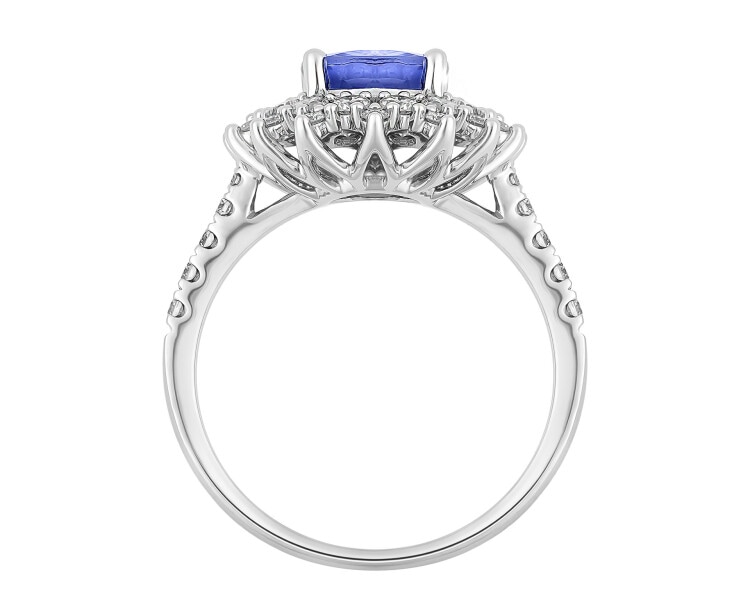 14 K Rhodium-Plated White Gold Ring  - fineness 14 K