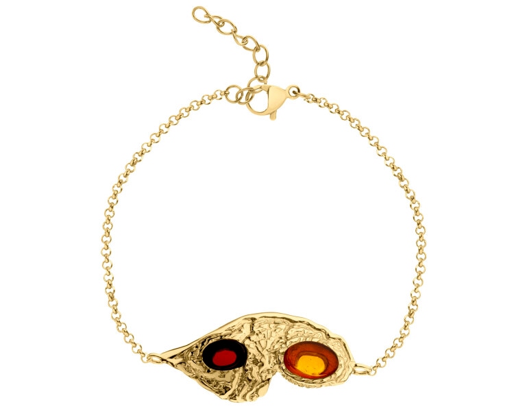 Gold-Plated Silver Bracelet with Amber