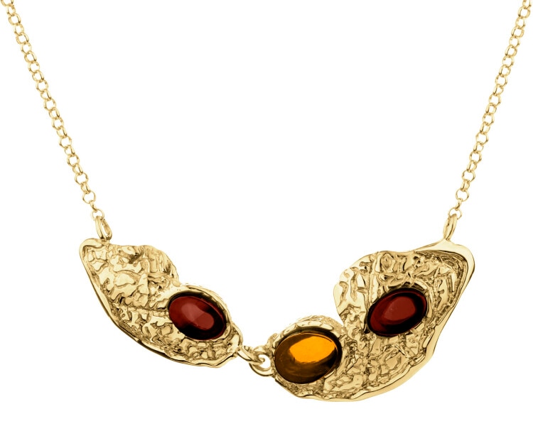 Gold-Plated Silver Necklace with Amber