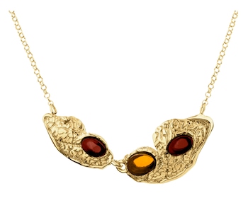 Gold-Plated Silver Necklace with Amber