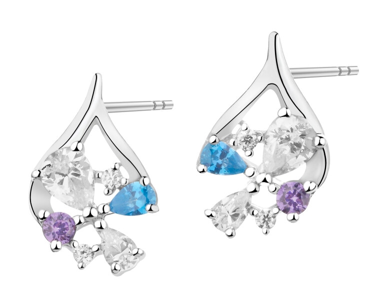 Rhodium Plated Silver Earrings with Cubic Zirconia