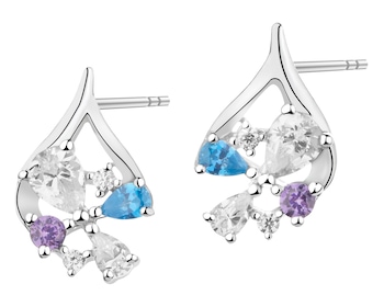 Rhodium Plated Silver Earrings with Cubic Zirconia