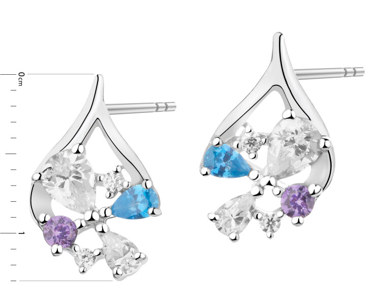 Rhodium Plated Silver Earrings with Cubic Zirconia