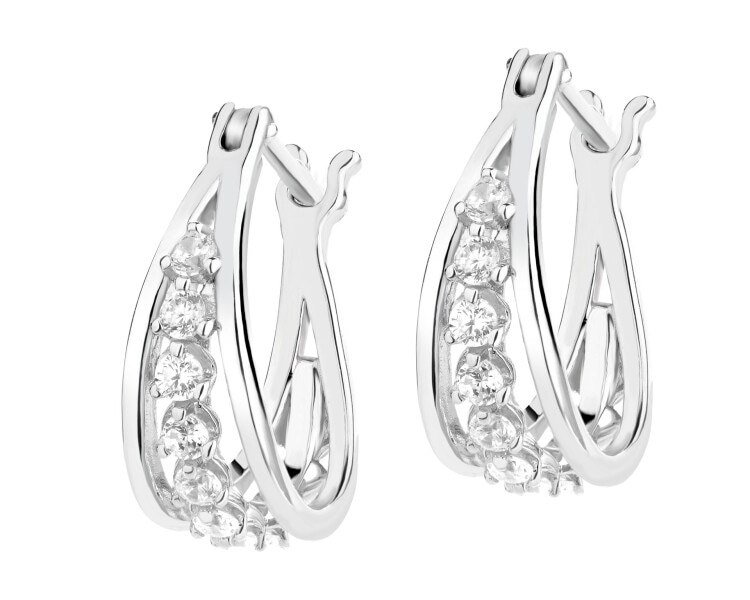 Rhodium Plated Silver Earrings with Cubic Zirconia