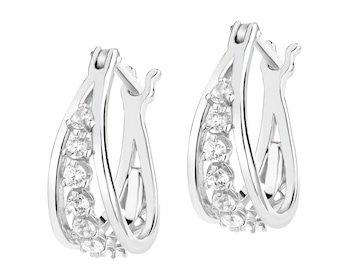 Rhodium Plated Silver Earrings with Cubic Zirconia