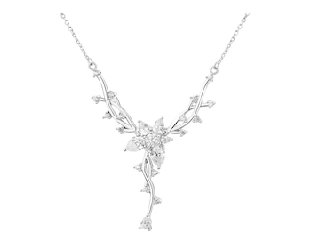 Rhodium Plated Silver Necklace with Cubic Zirconia