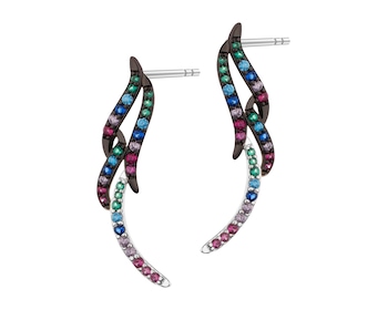 Rhodium-Plated Silver, Black Rhodium Dangling Earring with Cubic Zirconia