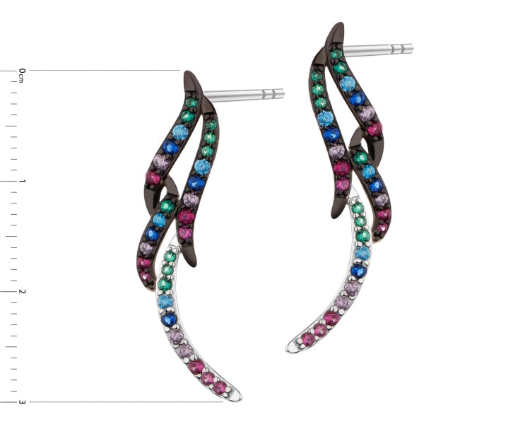 Rhodium-Plated Silver, Black Rhodium Dangling Earring with Cubic Zirconia