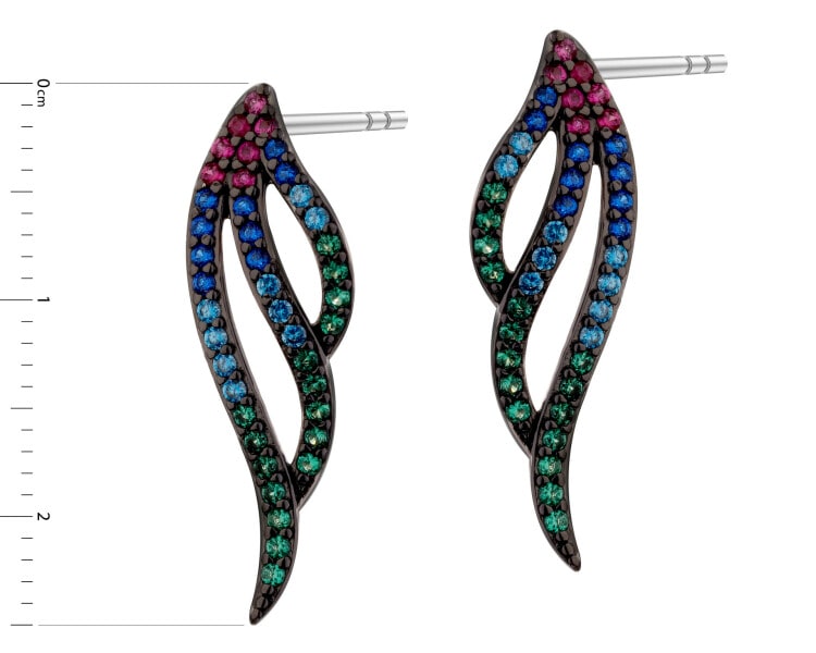 Kolczyki srebrne z cyrkoniami - skrzydła