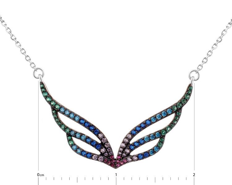 Naszyjnik srebrny z cyrkoniami - skrzydła