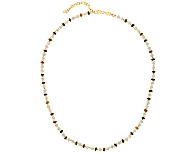 Gold-Plated Brass Necklace with Agate