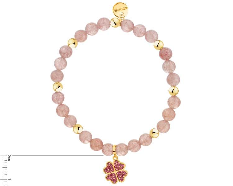 Gold-Plated Brass Bracelet with Quartz