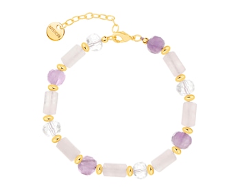 Gold-Plated Brass Bracelet with Quartz