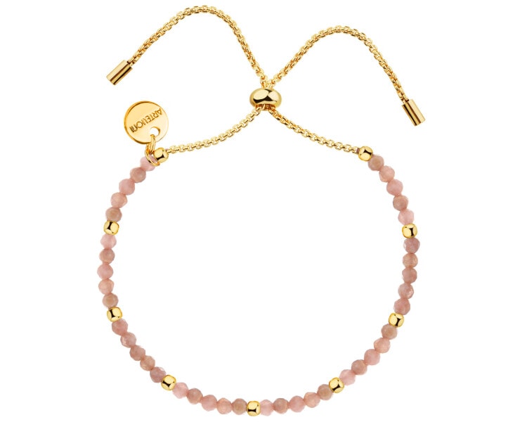 Gold-Plated Brass Bracelet with Rhodochrosite