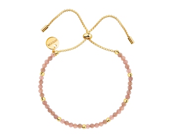 Gold-Plated Brass Bracelet with Rhodochrosite