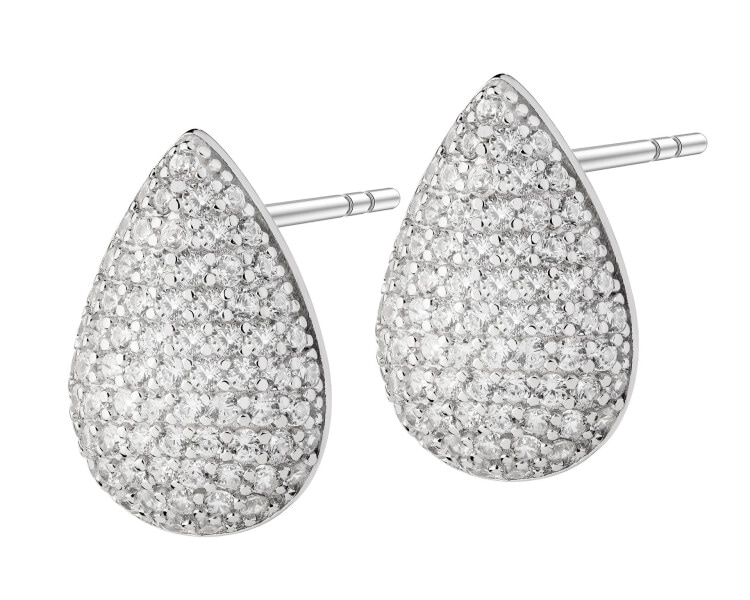 Rhodium Plated Silver Earrings with Cubic Zirconia