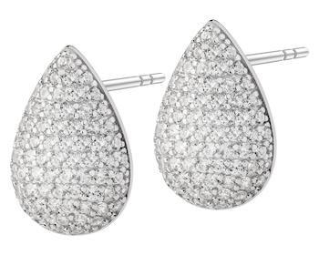 Rhodium Plated Silver Earrings with Cubic Zirconia