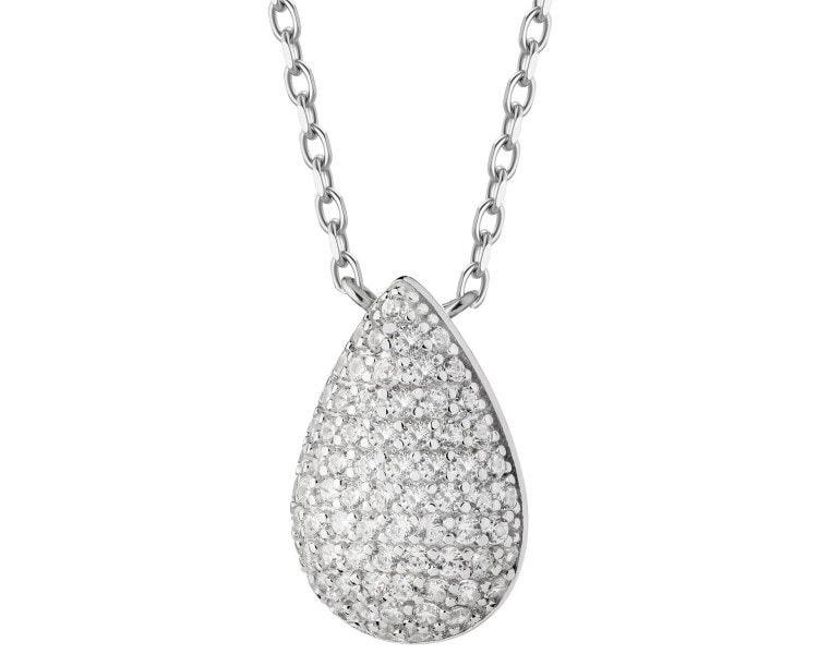 Rhodium Plated Silver Necklace with Cubic Zirconia