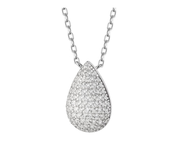 Rhodium Plated Silver Necklace with Cubic Zirconia