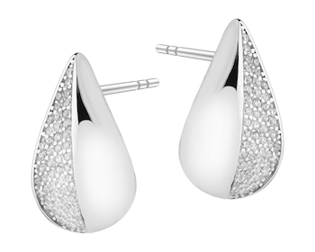 Rhodium Plated Silver Earrings with Cubic Zirconia