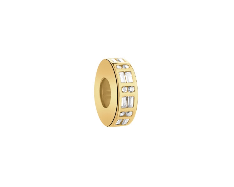 Gold-Plated Silver Stopper Bead with Cubic Zirconia