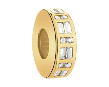 Gold-Plated Silver Stopper Bead with Cubic Zirconia