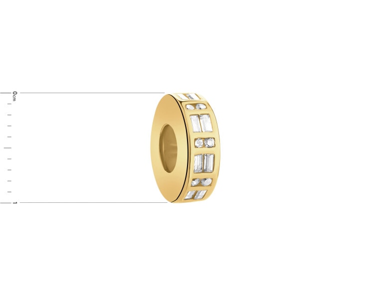 Gold-Plated Silver Stopper Bead with Cubic Zirconia