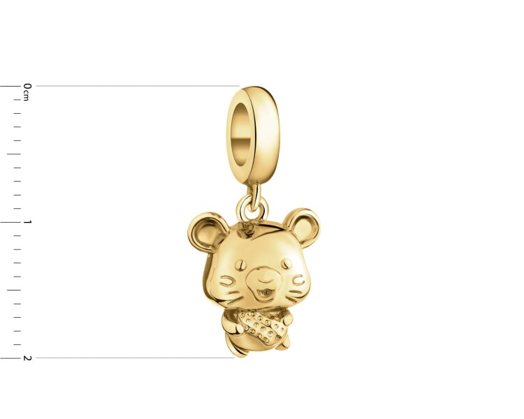 Pozlacený stříbrný přívěsek na náramek Beads - myš