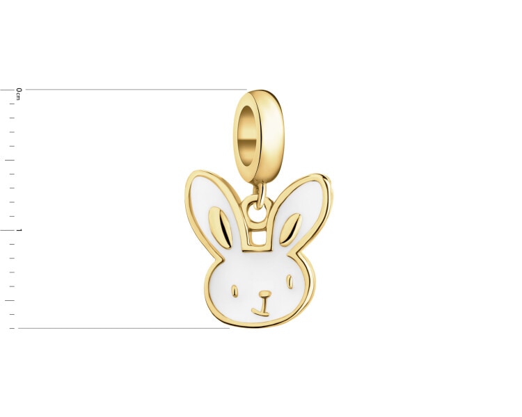 Pozlacený stříbrný přívěsek Beads se smaltem - zajíček, Velikonoce