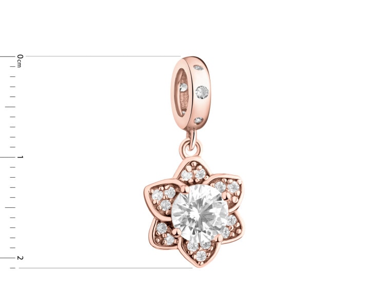 Zawieszka srebrna beads z cyrkoniami - kwiat