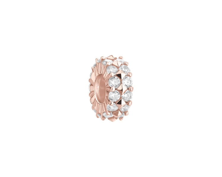 Gold-Plated Silver Stopper Bead with Cubic Zirconia