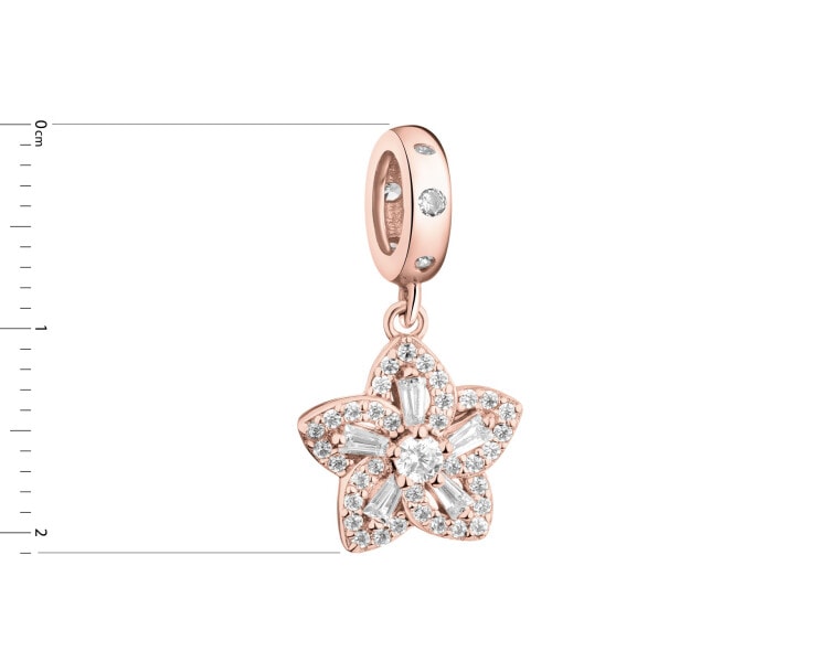 Zawieszka srebrna beads z cyrkoniami - kwiat