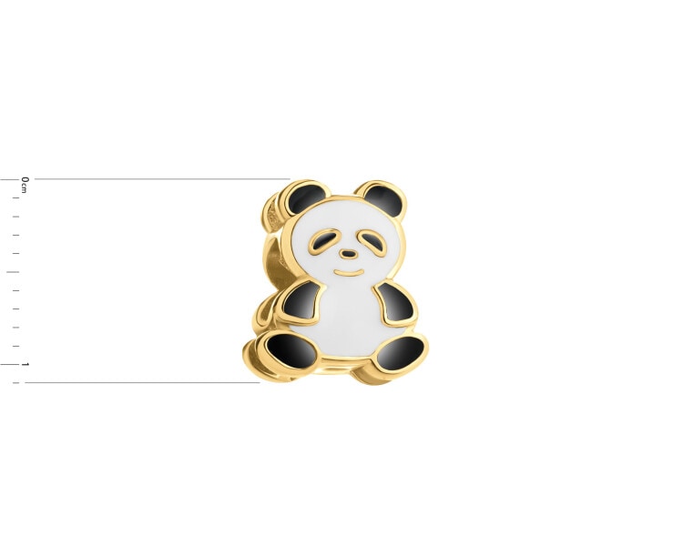 Pozlacený stříbrný přívěsek Beads se smaltem - panda
