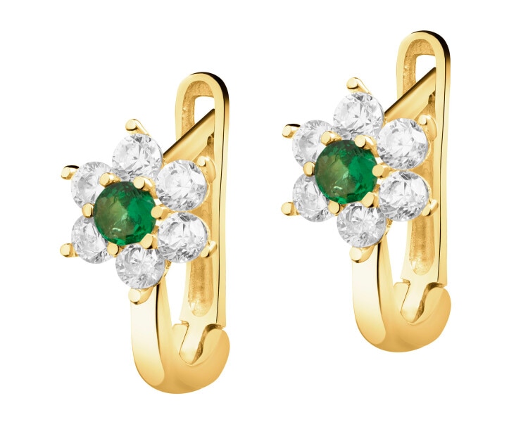 8 K Yellow Gold Earrings with Cubic Zirconia