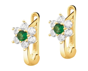 8 K Yellow Gold Earrings with Cubic Zirconia