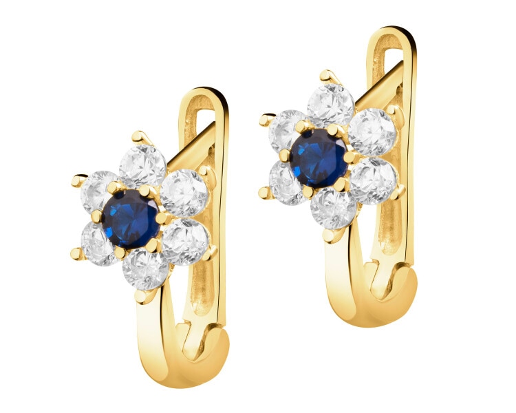 8 K Yellow Gold Earrings with Cubic Zirconia