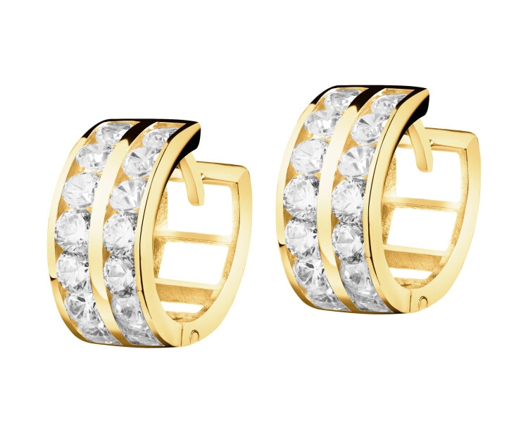 14 K Yellow Gold Hoop Earring with Cubic Zirconia