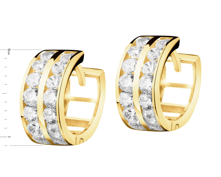 14 K Yellow Gold Hoop Earring with Cubic Zirconia