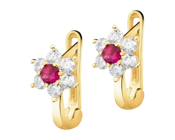 8 K Yellow Gold Earrings with Cubic Zirconia