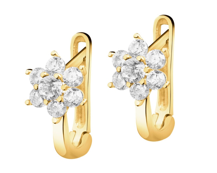 8 K Yellow Gold Earrings with Cubic Zirconia