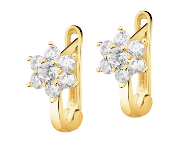 8 K Yellow Gold Earrings with Cubic Zirconia