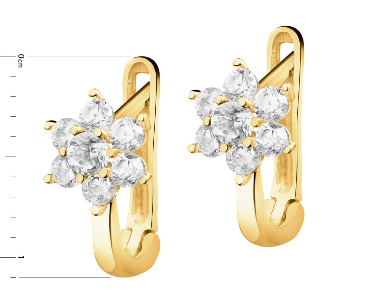 8 K Yellow Gold Earrings with Cubic Zirconia