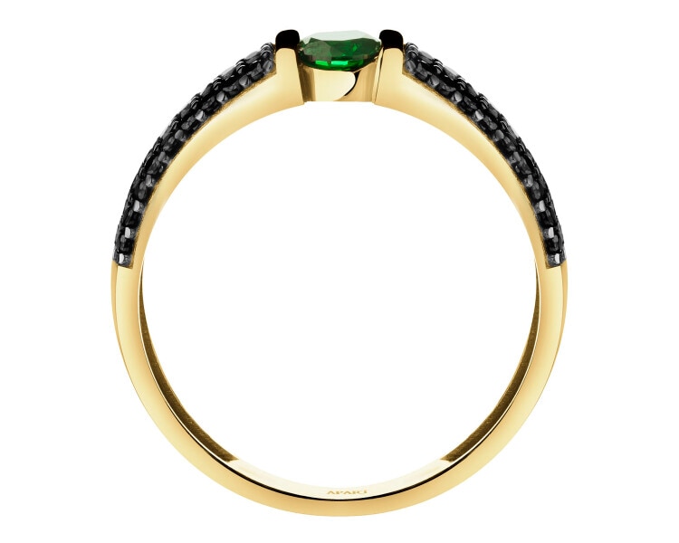 585 Yellow Gold/Black Rhodium Band Ring with Cubic Zirconia