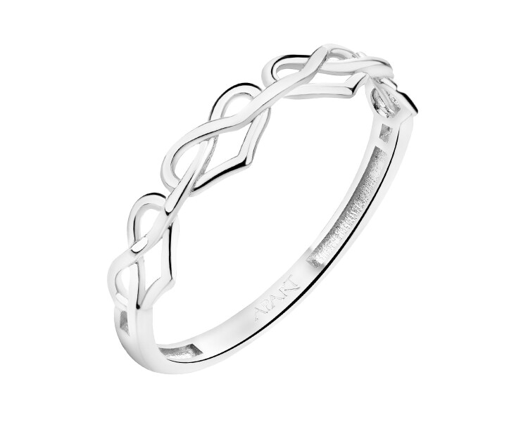 14 K Rhodium-Plated White Gold Band Ring 